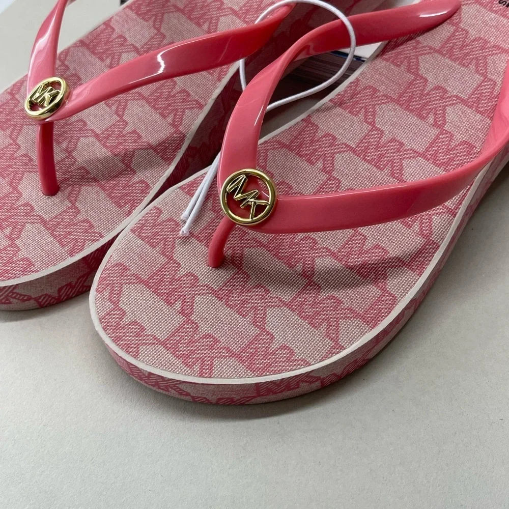 (new+tag) Michael Kors Bedford sandals wedges pink monogram size 8 - Picture 10 of 11